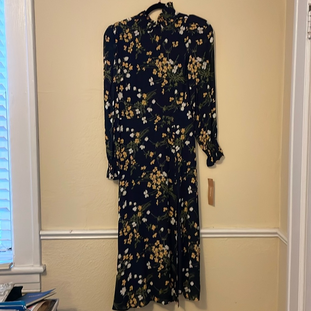 Reformation Stevi Gemini navy blue floral maxi dress Sz 4